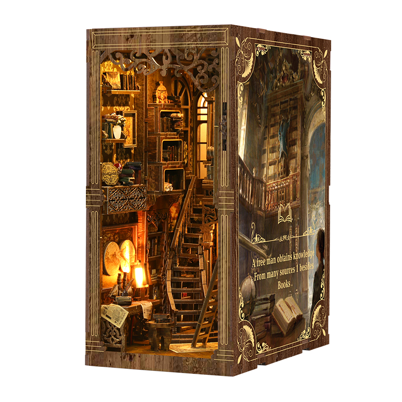 Diy Miniature Dollhouse Kit Book Nook - DIY Wooden Book Nook Insert Kit
