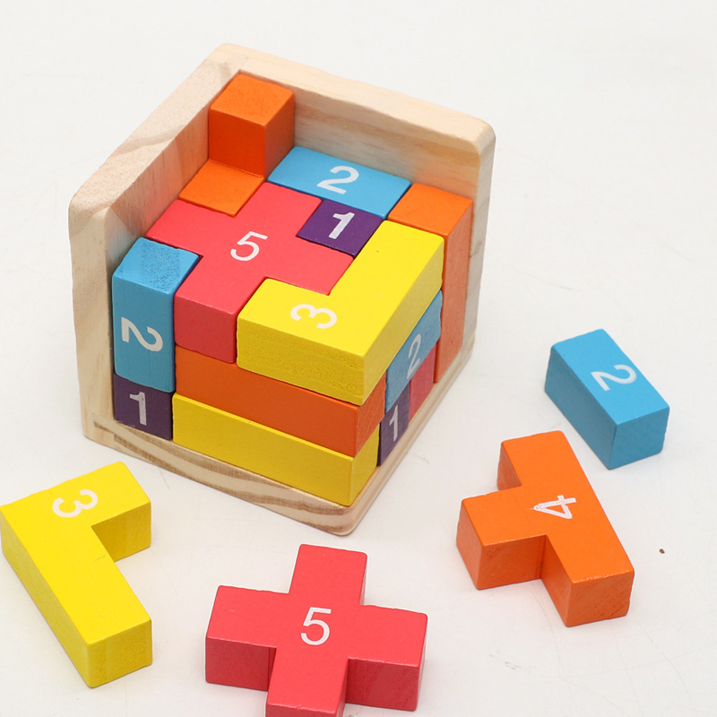 Colorful Wooden Blocks Puzzles - 3D Wooden Mechanical Puzzle Marble Run review and price