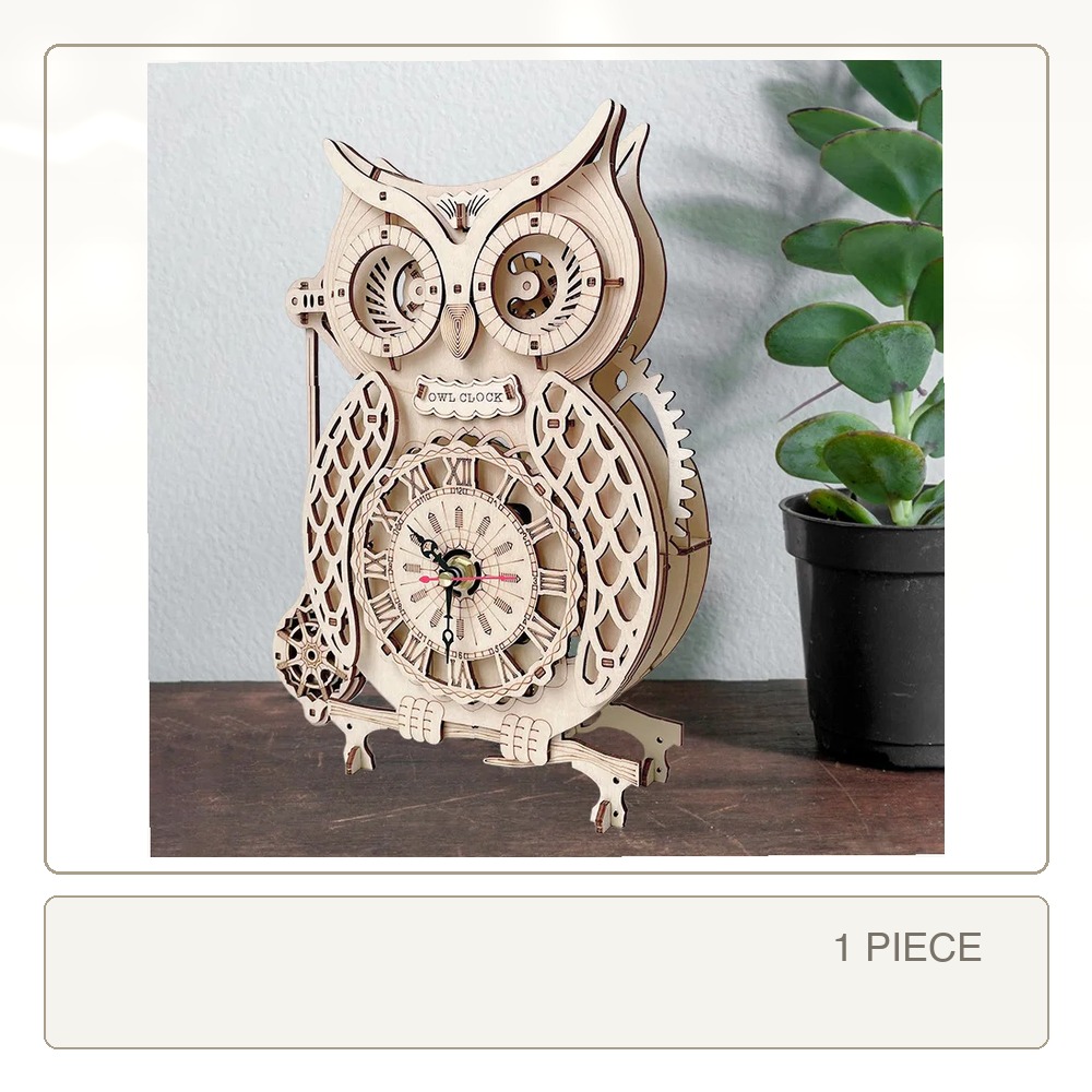 3D Wooden Owl Clock Stereoscop - Wooden Clock Puzzle Mechanical Pendulum review and price