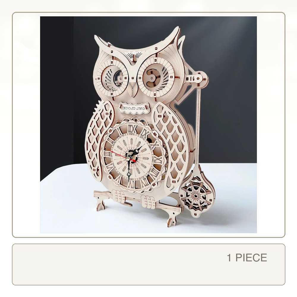 3D Wooden Owl Clock Stereoscop - Wooden Clock Puzzle Mechanical Pendulum review and price