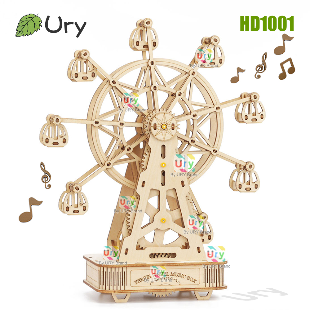 Rotatable DIY 3D Puzzles Mini  - Music Box Wooden 3D Puzzle Rotating review and price