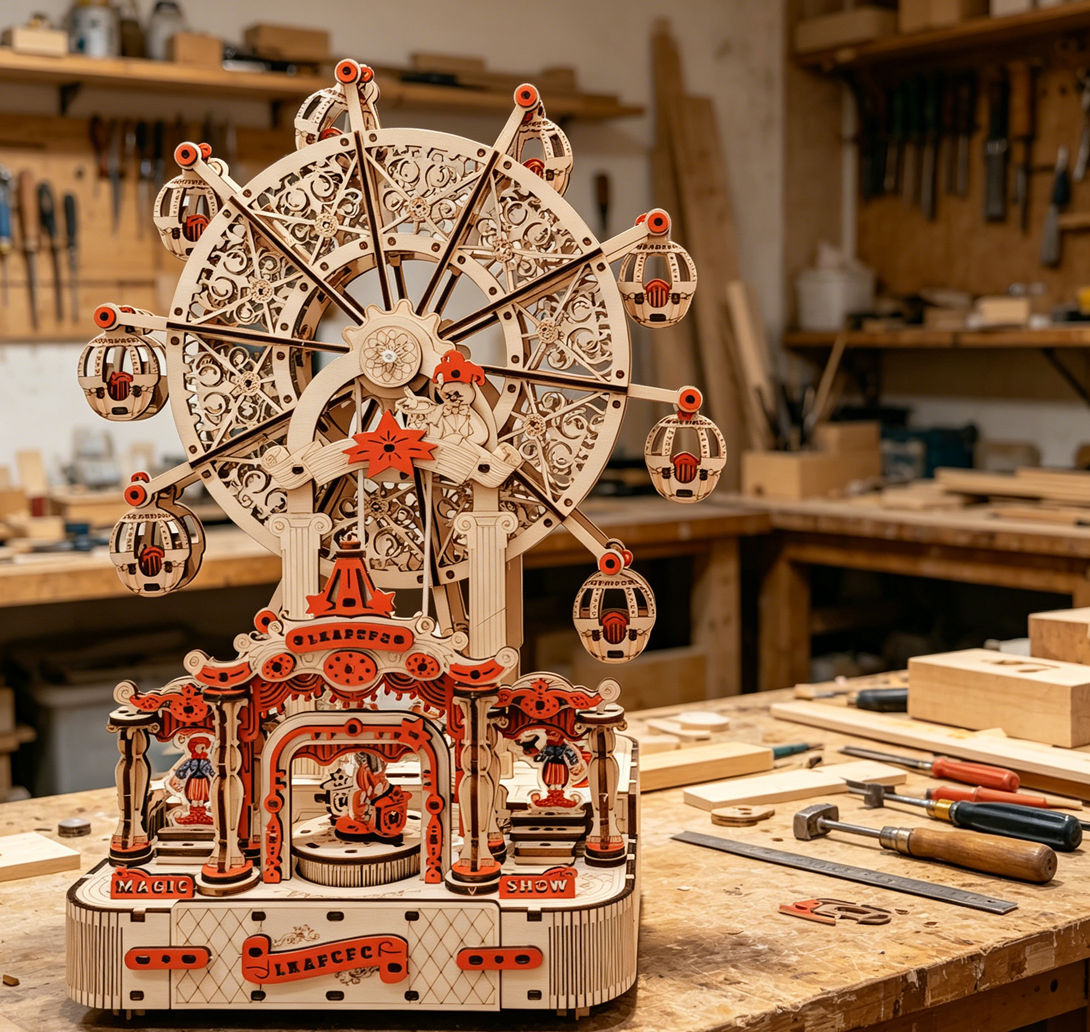 DIY Ferris Wheel 3D Wooden Puz - Music Box Wooden 3D Puzzle Rotating review and price