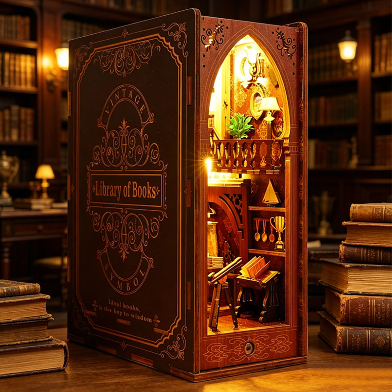 DIY Book Nook Insert Kits Wood - Diy Miniature Dollhouse Kit Book Nook review and price