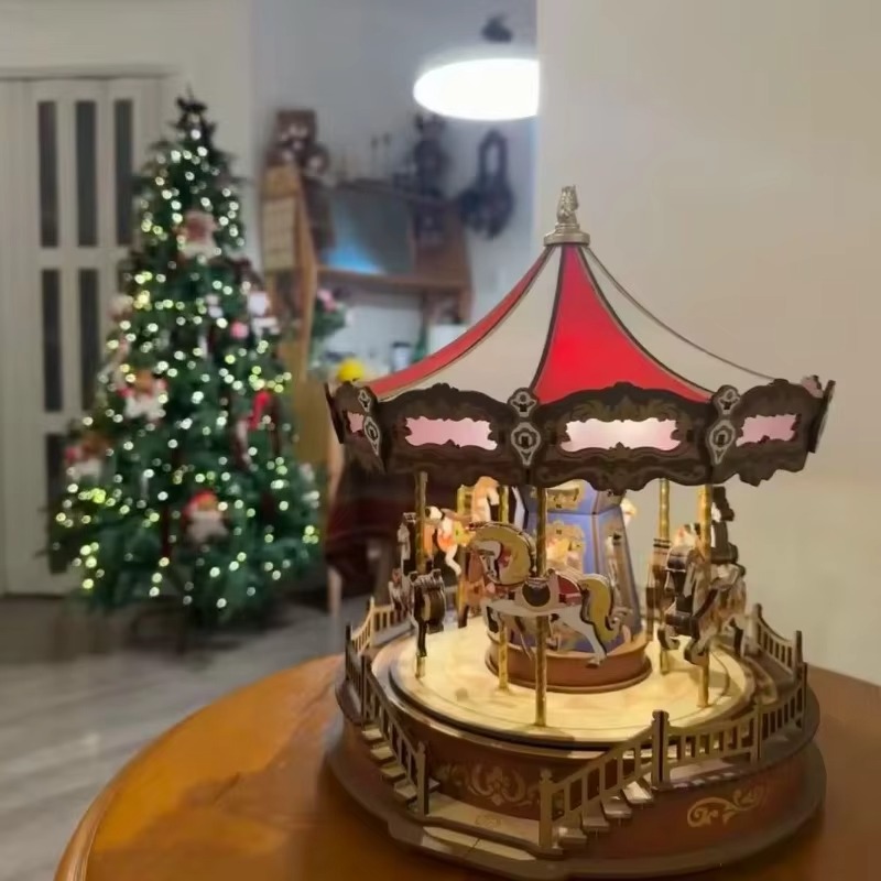 Halloween Carousel 3D DIY Wood - Music Box Wooden 3D Puzzle Rotating review and price