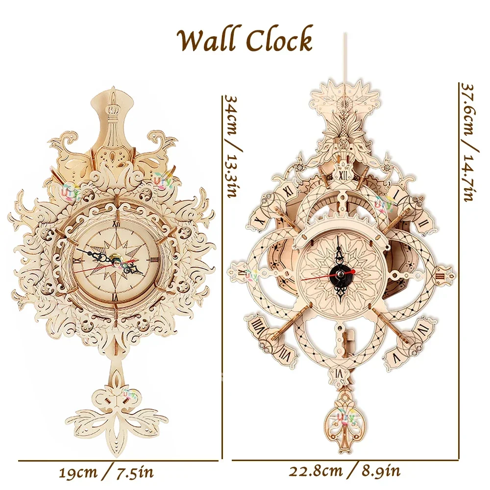 URY 3D Wooden Puzzle Retro Wal - Wooden Clock Puzzle Mechanical Pendulum review and price