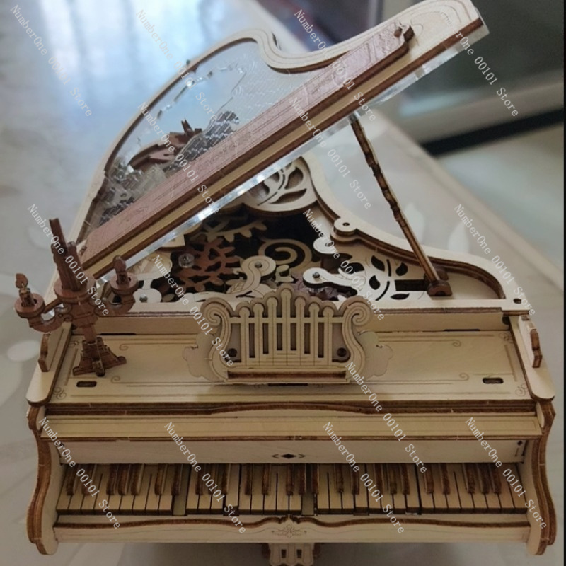 Piano Music Box 3D Wooden Puzz - Music Box Wooden 3D Puzzle Rotating review and price