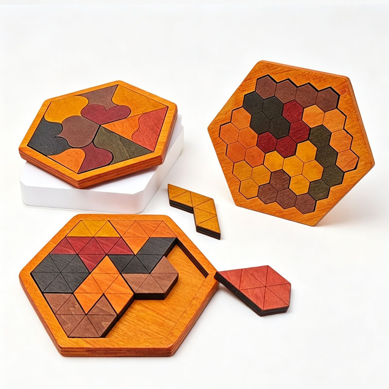 Wooden Hexagonal Tangram Puzzl - 3D Wooden Mechanical Puzzle Marble Run review and price