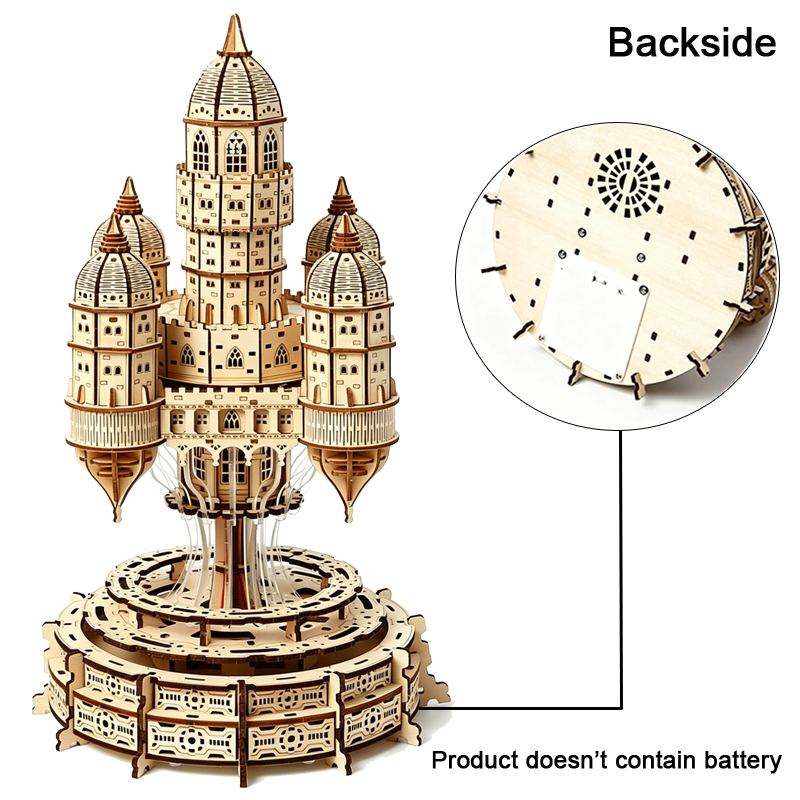 City In The Sky Castle 3D Wood - Music Box Wooden 3D Puzzle Rotating review and price