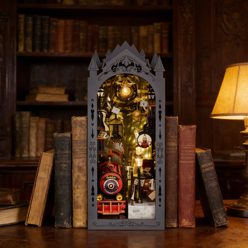 DIY Book Nook Kit Magic Train  - Book Nook Shelf Insert Alley Diy review and price