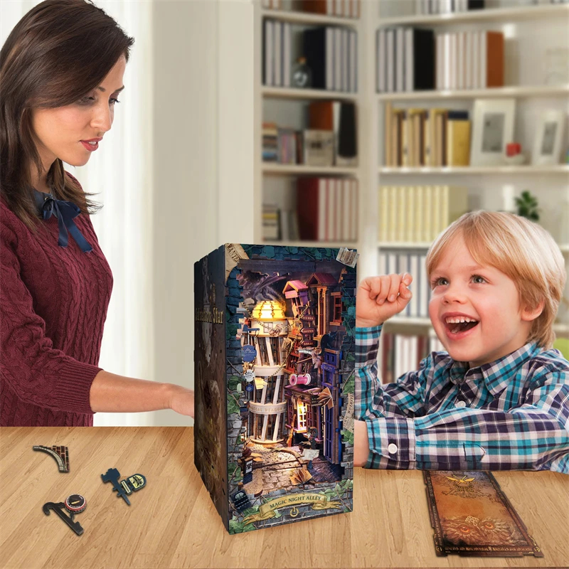 NEW Retro DIY Wooden Book Nook - Book Nook Shelf Insert Alley Diy review and price