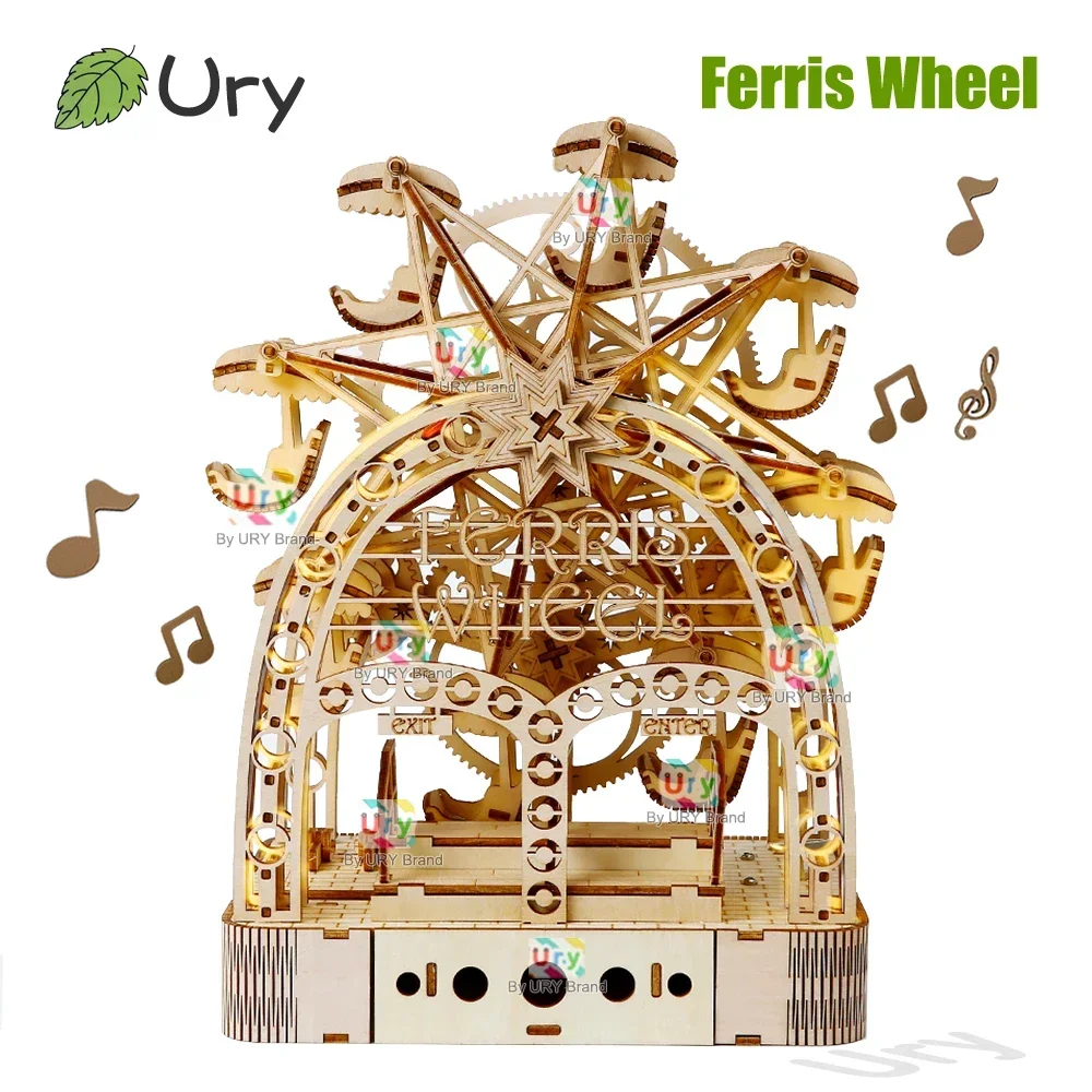 Ury 3D Wooden Puzzles Led Hand - Music Box Wooden 3D Puzzle Rotating review and price
