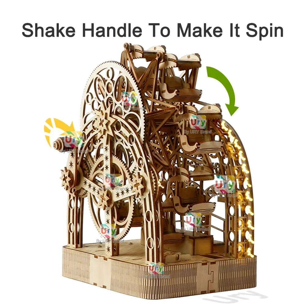 Ury 3D Wooden Puzzles Led Hand - Music Box Wooden 3D Puzzle Rotating review and price